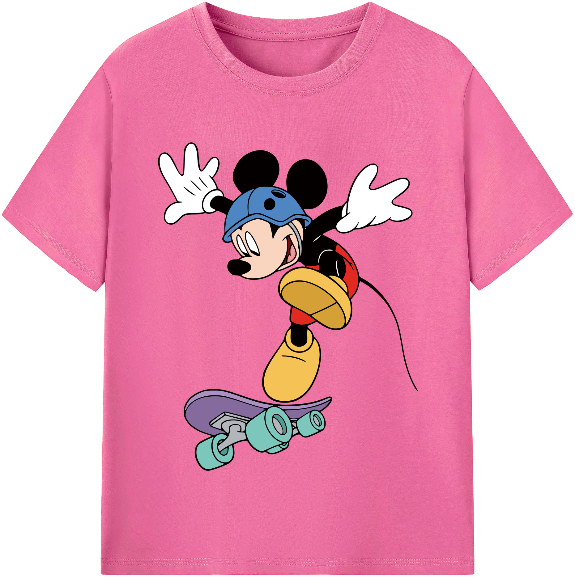 （画像用） ミッキーマウス Mickey Mouse レディースカジュアルプリントTシャツ（綿100％）